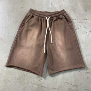 Pantalones cortos de lana de algodón 100% de alta calidad personalizados para hombres, pantalones cortos sólidos Vintage French Terry Acid Wash para exteriores Sun Fade - Product Image 6