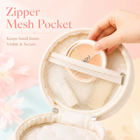 Sac de maquillage matelassé avec poignée, 4 compartiments séparés et 1 poche en filet, grande capacité, organiseur de cosmétiques de voyage