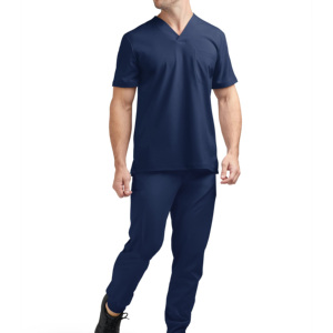 Solid Stretch Unisex Medical <b>Uniform</b> <b>Scrub</b> Set Cargo Tapered Jogger Pants Needle Detection Seamless Fusing Polyester/Spandex - Product Image 1