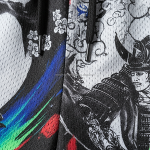 Pantalones Cortos de Malla para Hombre al por Mayor, Transpirables, OEM, con Estampado de Guerrero Samurái, Arte de la Cultura Japonesa, Pantalones Cortos de Hip Hop de Verano - Product Image 6