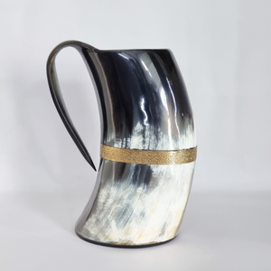 Usine directe exportée à la main Viking Design chope corne tasse de haute qualité sculpté artisanat naturel pour boire de la bière - Product Image 4
