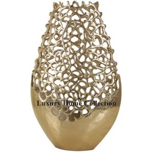 Jarrón de exhibición de flores duradero de Metal moderno, decoración del hogar y esquina decorativa de Color dorado, macetas de jardín con diseño de punción fundida de aluminio - Product Image 1