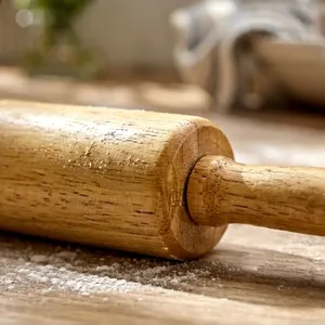 Mango Wood <b>Rolling</b> <b>Pin</b> Round Eco-Friendly Dishwasher Safe Kitchen Utensil Minimalist Design for Baking and Dough Preparation - Product Image 5