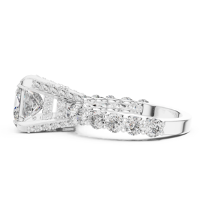 Bague de fiançailles en diamant princesse de 2 carats cultivé en laboratoire, pavé, or blanc 18 carats plaqué rhodium, certifiée IGI, pour la Saint-Valentin - Product Image 3