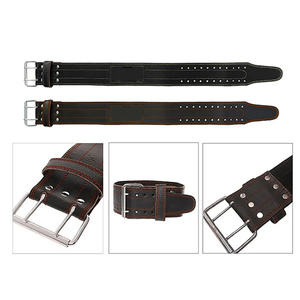 Custom Logo Sports Leather Weight Lifting Power Double Prong Unisex Heavy Duty Non-Slip Adjustable Breathable Waist <b>Back</b> <b>Support</b> - Product Image 2