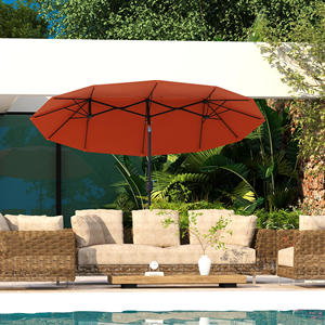 Outsunny Parasol de jardin à double inclinaison avec ouverture à manivelle, 295x152x222cm, rouge - Product Image 2