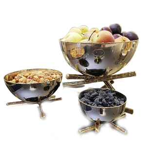 Cuenco sin cerámica, diseño de forma redonda chapado en oro, artículos de cocina, mesa de comedor, acero inoxidable, latón, junta de Metal, tres cuencos - Product Image 6