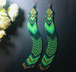 Luxury Quality Emerald <b>Green</b> Beaded Tassel <b>Earrings</b> - Product Image 1