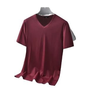 Camiseta de Manga Corta de Seda de Hielo para Hombre, Estilo Veraniego, Cuello en V, Color Negro Puro, Secado Rápido, Media Manga, para Jóvenes - Product Image 3