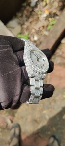 Reloj personalizado de acero inoxidable con esfera de 41mm para hombre, reloj automático con pavé completo, indicador de fecha, moissanita iculada de lujo, Hip Hop, 20mm - Product Image 4