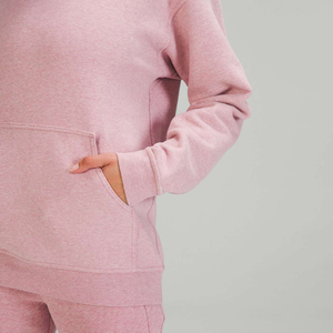 Chándal de algodón transpirable de peso pesado de 2 piezas negro personalizado para mujer, conjunto de ropa deportiva de invierno con patrón sólido y pantalones de chándal con capucha - Product Image 5