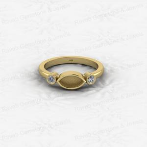 Soldes d'été : Bague semi-montée délicate en argent sterling 925 avec sertissage à bélière pour pierre marquise 4x8mm et oxyde de zirconium 2mm, pour souvenir de lait maternel, bijoux fins - Product Image 1