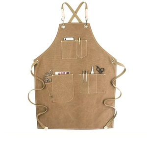 Canvas Sleeveless Bib <b>Apron</b> with Multiple Pockets Oil & Water Resistant Machine Washable Adjustable <b>Waist</b> for Cleaning Daily Use - Product Image 1