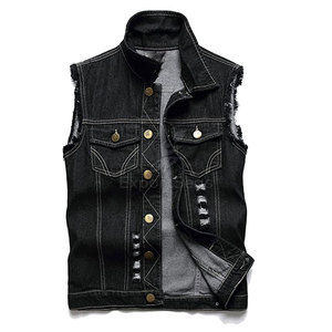 Suministro directo de fábrica Su propio logotipo Hombres Jeans Chaleco Transpirable Tallas grandes Color personalizado Hombres Jeans Chaleco - Product Image 1