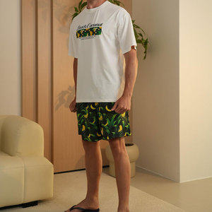 Men's Summer Casual Cotton T-Shirt Shorts <b>Set</b> Breathable Twin Embroidered Solid Pattern Plus Size Thermal Features 100% Cotton - Product Image 3