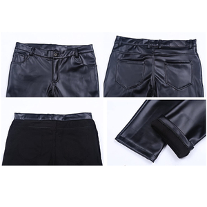 Pantalon d'hiver en cuir non tissé pour homme de haute qualité, design supérieur, respirant, anti-plis, taille mi-haute, coupe droite, teint uni - Product Image 6