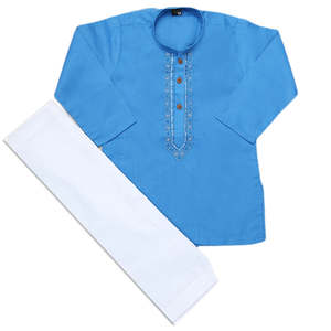 Traje Kurta Shalwar Bordado para Niños - Azul Cielo - Product Image 4