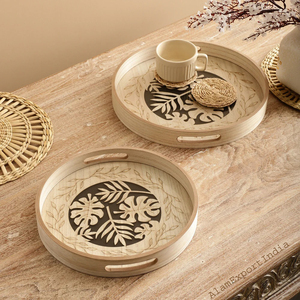 Plateau de service en bois de mangue fait à la main indien Design attrayant en deux pièces pour la décoration de table mariages - Product Image 2
