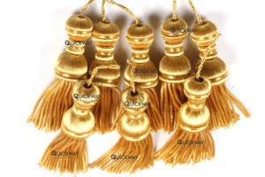 Attaches de rideaux en or français, glands métalliques de qualité supérieure, paire pour les vêtements liturgiques et l'usage décoratif - Product Image 5