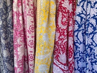 Pareos de Traje de Baño para Mujer Sarongs de Algodón con Estampado de Bloques Sarong de Playa Índigo Color Natural Sarong Índigo