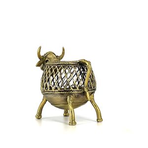 Support à stylos artisanal en laiton, carré de 3,5 pouces, organisateur de bureau en métal et bois - Product Image 4