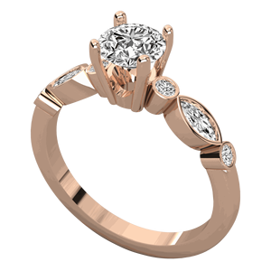 Anillo de Compromiso con Diamante de Corte Redondo y Marquise para Ella - Product Image 2