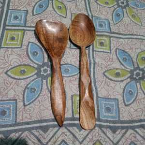 Ensemble de cuillères de cuisine de luxe en bois de neem, vaisselle en bois Margosa durable faite à la main pour les maisons modernes et les centres de villégiature - Product Image 6