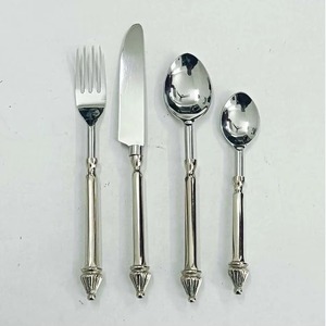 Ensemble de 6 couverts en acier inoxydable à manche en bois de designer, parfait pour les ustensiles de cuisine de table à manger, usage quotidien - Product Image 5