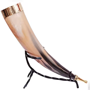 Natural Viking Animal <b>Drinking</b> <b>Horn</b> with Polished <b>Horn</b> Stand Eco-Friendly Wine Stand Customizable Logo Wholesale - Product Image 2