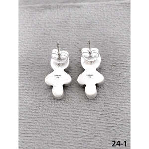 Southwest Style Cotton Candy Turquoise & Sterling <b>Silver</b> <b>Stud</b> Earrings Bezel Setting Flower Pattern Post Earrings - Product Image 4