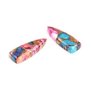 พลอยทองแดงผสมแร่หอยนางรมสีเทอร์ควอยซ์ขนาด10X28มม. พลอยทรงหลวมสำหรับทำเครื่องประดับ - Product Image 4