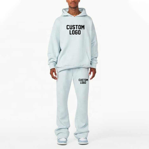 Pantalon de survêtement évasé 100% coton unisexe pour hommes et femmes ensemble de sweat à capuche pour survêtement à strass imprimé bouffant pour l'hiver - Product Image 1