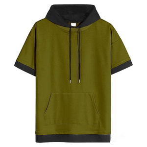 Sudaderas con capucha de manga corta, ligeras, transpirables, de manga corta, con capucha teñida de color, sudaderas con capucha informales de manga corta para hombres - Product Image 5