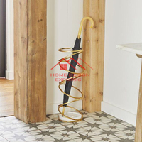 Porte-parapluie de luxe personnalisé pour la maison et l'hôtel, design à ressort, finition dorée en métal