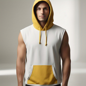 Workout Sublimation Sleeveless Hoodie Men's Sportswear Running Hood Pullover Heavyweight Sleeveless Sublimation Hoodie Men - Product Image 6
