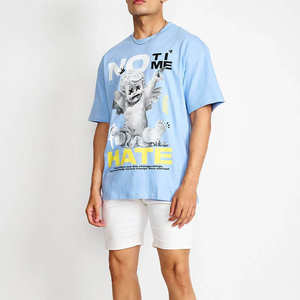 Breathable Fabric Dropped Shoulder Tees Streetwear <b>Men's</b> Oversized <b>T</b>-<b>Shirts</b> 100% Cotton <b>T</b>-<b>shirt</b> for <b>Men</b> Loose Fit Printed - Product Image 3