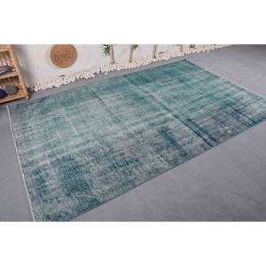Tapis Moderne en Laine Bleue Fait à la Main Abstrait Patchwork Design Rectangle 6X9.5 ft Latex Support Polyester pour Vivre pour Couloir - Product Image 3