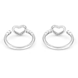 NOVAMART Fine Zarkan <b>Silver</b> <b>Toe</b> <b>Rings</b> with Locked Heart Design for Weddings Engagements and Gifts Adorned Diamonds Wholesale Exp - Product Image 4