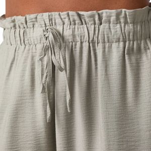 Pantalon décontracté pour femme en tissu tissé vert sauge clair, coupe décontractée, jambe large, style mode, doux, pour le quotidien - Product Image 5