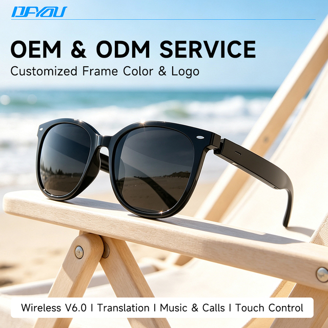 Wholesale Customized AI Smart Glasses H06 with Real-Time Translation Voice Assistant Music Player Phone Calls Magnetic Charging