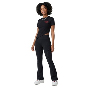 New Design Women's Fitness Yoga Set Sportswear Women Two Piece Set Outdoor <b>Running</b> Yoga Short Sleeve Top Flared Leggings - Product Image 2