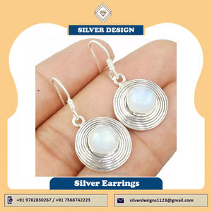 Dernière 925 Argent Sterling Arc-En-Ciel Pierre de Lune Boucles D'oreilles À La Main - Product Image 2