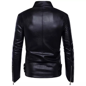Chaqueta chapada en relieve de cuero genuino para hombre, chaqueta con cremallera de marca transpirable con soporte personalizado - Product Image 2