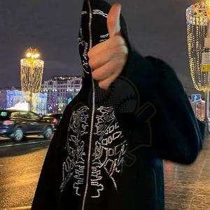 Prix de gros – Nouveaux sweats à capuche oversize en polaire pour homme, style streetwear, avec fermeture éclair, logo personnalisé, en polyester/coton, écologiques, haute qualité - Product Image 4