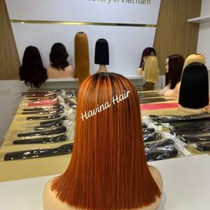 Extensiones de cabello humano virgen sin procesar de doble dibujado vietnamita Super Bone Straight Orange Brown Full Wig Bundles - Product Image 4