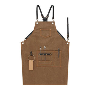 Gran oferta delantal de cocina con cuello colgante de algodón sin mangas con botón ajustable delantal de algodón para limpieza - Product Image 1