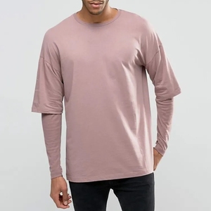 T-shirt formel tricoté à manches courtes personnalisé pour hommes surdimensionné 100% coton avec manches côtelées double couche respirant à bas prix - Product Image 1