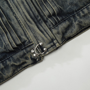 Custom Vintage Punk Washed Denim <b>Fabrics</b> Custom Denim Jacket Men Men's Jackets - Product Image 5