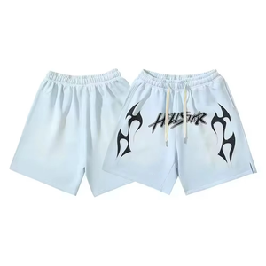 Custom Embroidered <b>Patch</b> Logo Vintage Distressed Acid Washed Cotton <b>Shorts</b> Elastic Waist Casual High Street Summer Activewear - Product Image 1