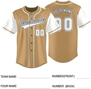 Camiseta de béisbol New Gold-Camisa con botones y nombre y número personalizados, uniforme deportivo para hombres y mujeres, - Product Image 5